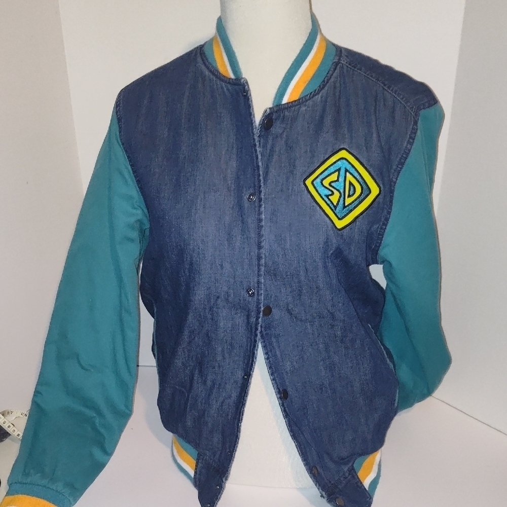 Scooby-Doo Varsity Style Denim Jacket With Mystery Machine Size Xsmall Button-up - Picture 2 of 9